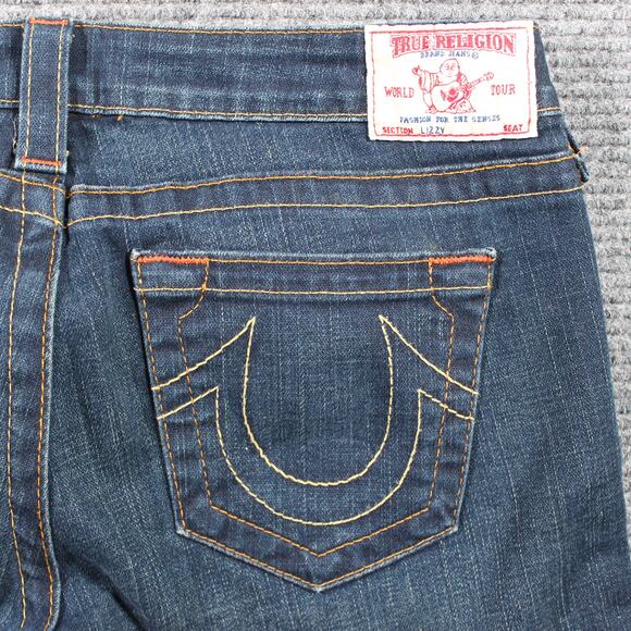True Religion Jeans Womens 30 Blue Mid Rise Straight Lizzy Stretch Cropped - Picture 7 of 10